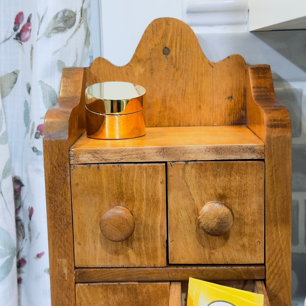 Vintage Wooden Apothecary Spice Chest 7 Drawer Rustic Farmhouse Cabinet Storage - Picture 2 of 16